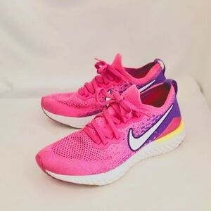 Nike Epic React Flyknit 2 Laser Fuschia White- Size 10 ☆EUC☆Rare!☆